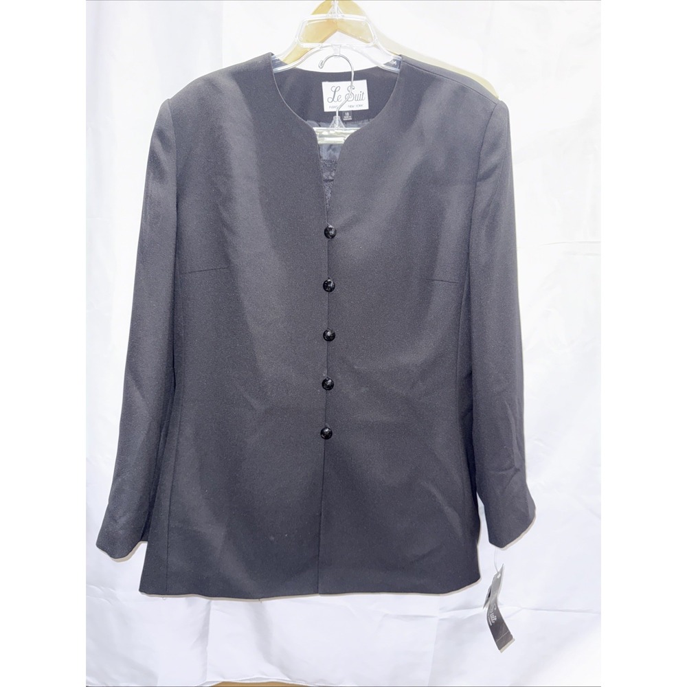 le suit black 2 piece skirt suit size 18 new tags lined
